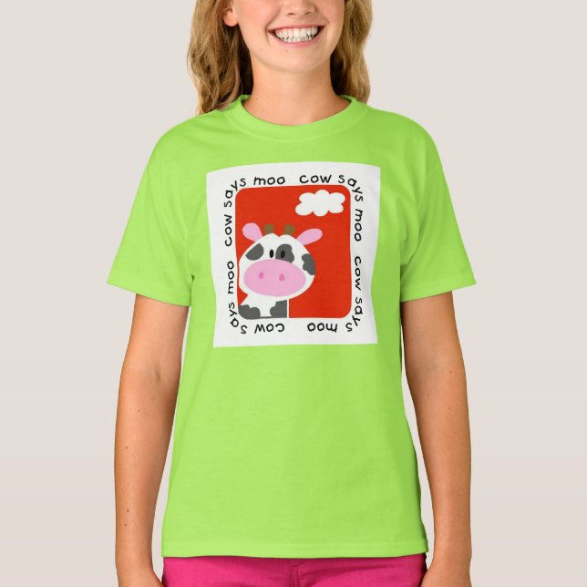 T-shirt La vache indique le MOO (Devant)