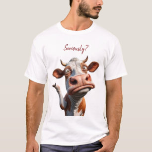 T-shirt La vache sotte - "Sérieusement ?" Conception amusa