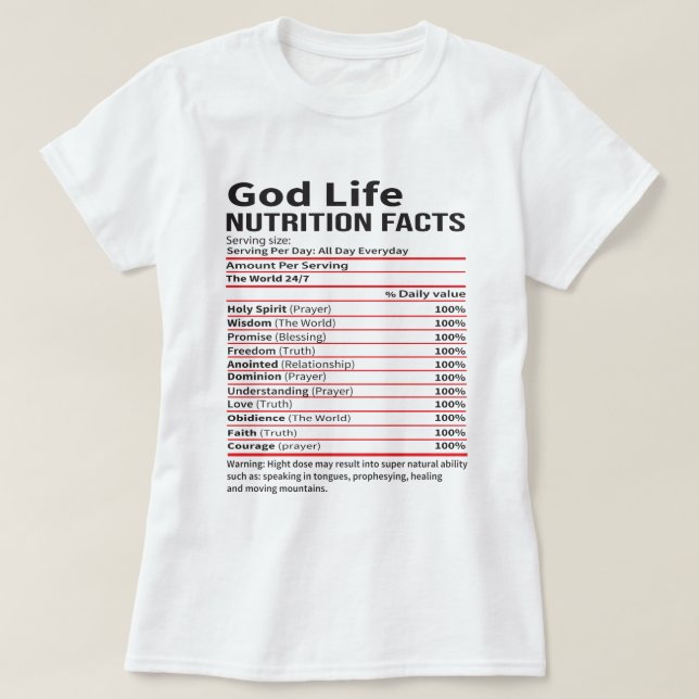 T-shirt La valeur nutritive de Dieu Vie (Design devant)