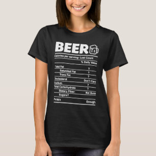 T-shirt La valeur nutritive de la bière Étiquette Funny Be