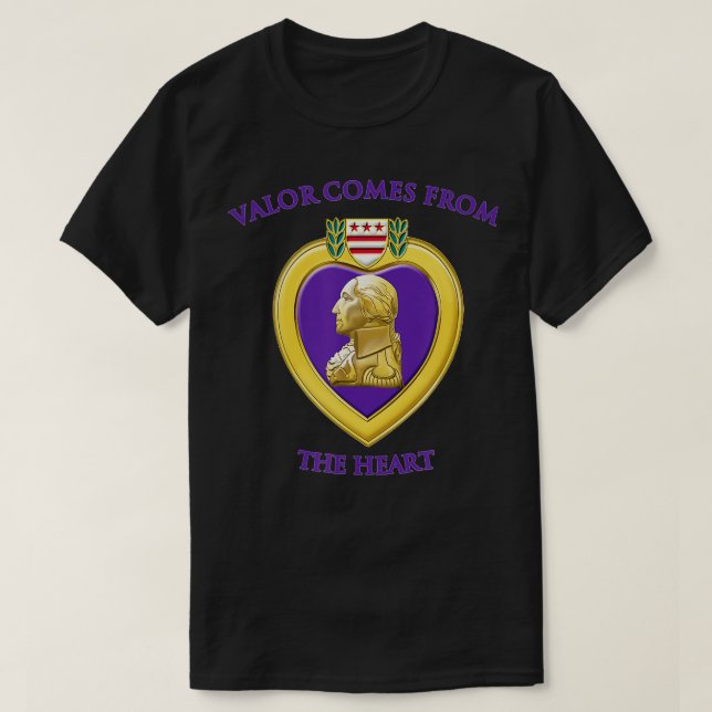 T-shirt La Valeur Provient Du Coeur Violet Coeur Militaire (Design devant)