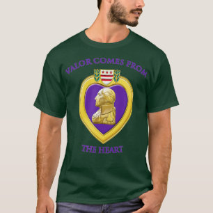 T-shirt La Valeur Provient Du Coeur Violet Coeur Militaire