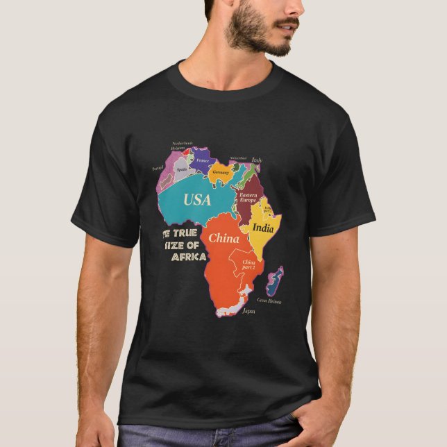 T-shirt La véritable taille de l'Afrique (Devant)