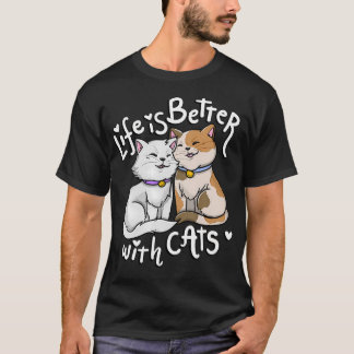 T-shirt La vie Amoureux des chats de Valentine est meilleu