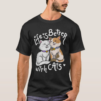 T-shirt La vie Amoureux des chats de Valentine est meilleu