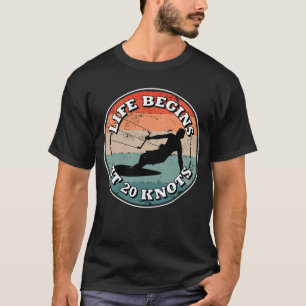 T-shirt La Vie Commence À 20 Knots Kitesurfing Kite Surfe