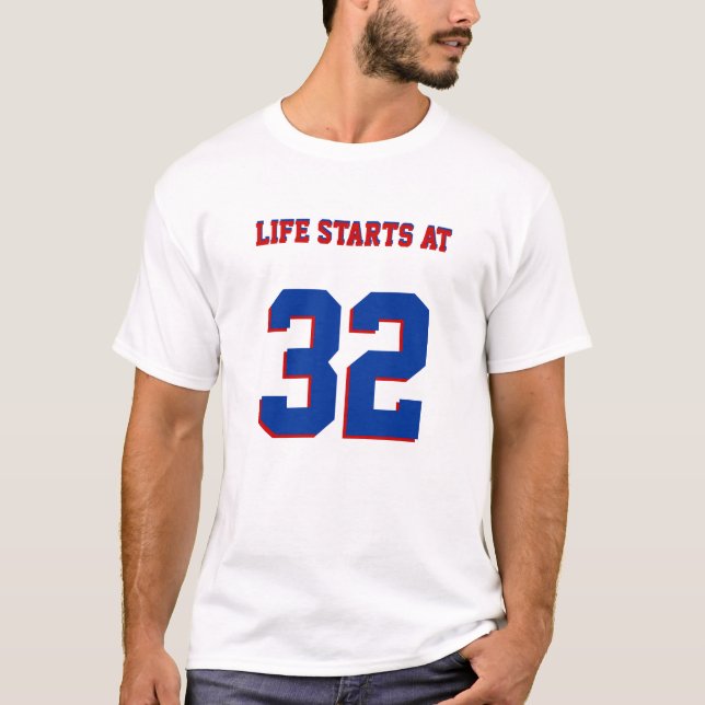 T-shirt La Vie Commence À 32 Amusante Blague Du 32E Annive (Devant)
