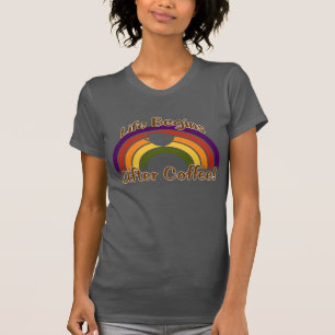 T-shirt La vie commence après le café - Arc-en-ciel Vintag