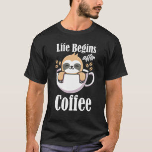 T-shirt La vie commence après le café Sloth Coffee Mug