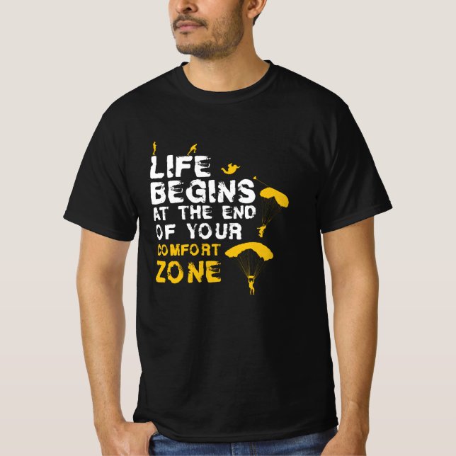 T-shirt La vie commence la zone de confort Skydiver (Devant)