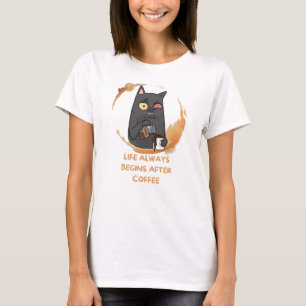 T-shirt la vie commence toujours après le café