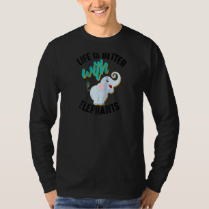 T-shirt La Vie cool Est Meilleure Avec Les Éléphants Mammo