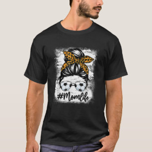 T-shirt La vie de maman Football Femmes Léopard Chignon dé