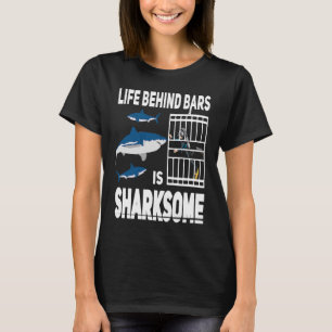 T-shirt La vie derrière les bars est requin Scuba Plongée 