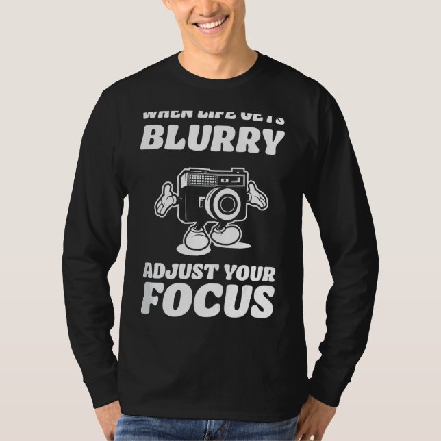 T-shirt La vie devient floue photographe Caméra (Devant)