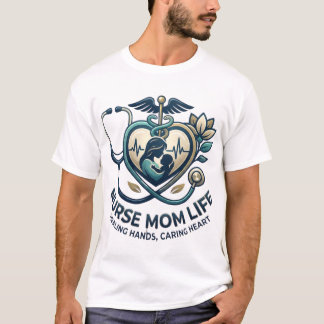 T-shirt La vie d'infirmière maman Mains guérisseuses Cœur