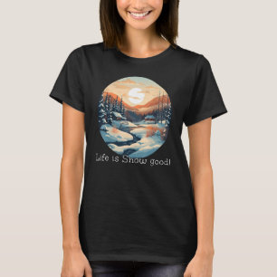 T-shirt La vie est belle ! avec jolie vue d'hiver pour col