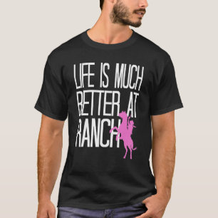 T-shirt La vie est bien meilleure au ranch rétro drôle cow
