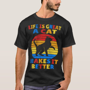 T-shirt La vie est géniale, un chat la rend meilleure Kitt