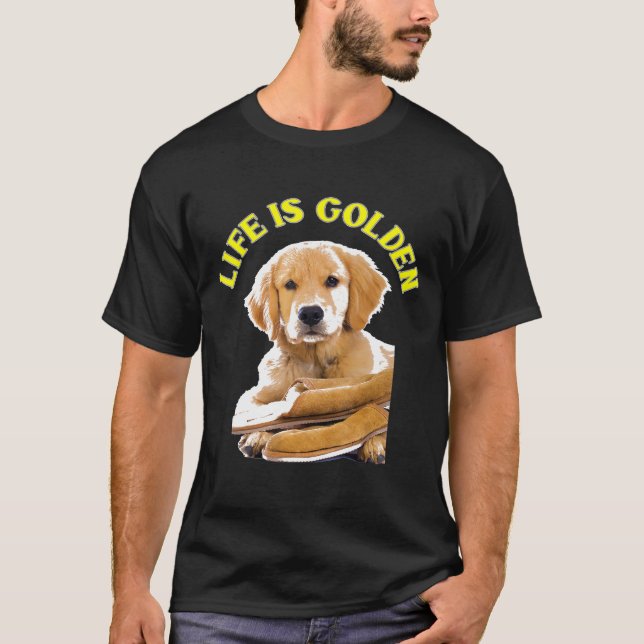 T-shirt La vie est Golden Retriever Chien chiot (Devant)