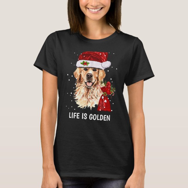 T-shirt La vie est Golden Retriever Dog Noël (Devant)