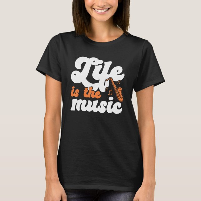 T-shirt La Vie Est La Musique Musicienne Musique Amoureux  (Devant)
