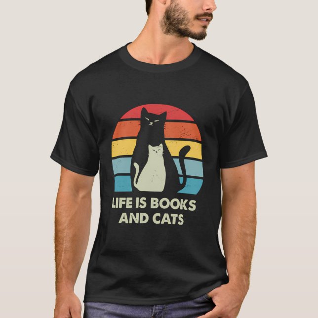 T-shirt La Vie Est Livres Et Chats Livre Lover Cat Mom Boo (Devant)