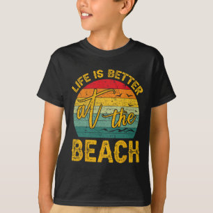 T-shirt La vie est meilleure à la plage Rétro Palmiers Été