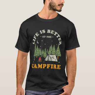 T-shirt La vie est meilleure au feu de camp drôle campeur