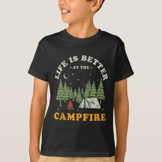 T-shirt La vie est meilleure au feu de camp drôle campeur
