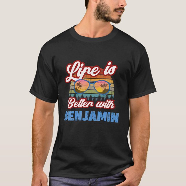 T-shirt La Vie Est Meilleure Avec Benjamin Funny Men/Boy/B (Devant)
