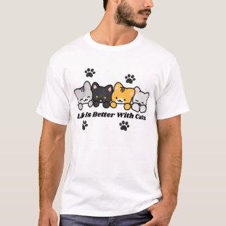 T-shirt La vie est meilleure avec des autocollants de chat