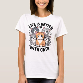 T-shirt "La vie est meilleure avec des chats" Kitten de d