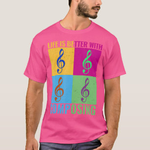 T-shirt La Vie Est Meilleure Avec L'Composition Colorée Cl