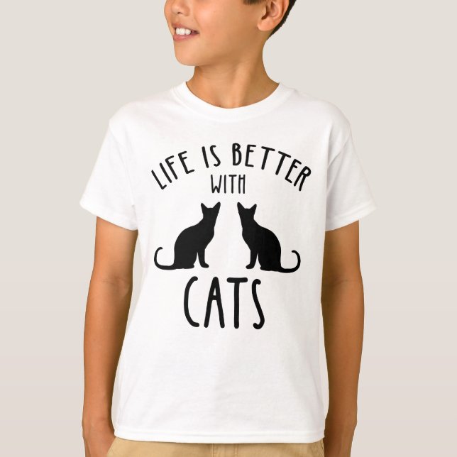 T-shirt La Vie Est Meilleure Avec Les Chats (Devant)