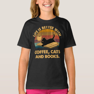 T-shirt La vie est meilleure avec les chats à café et les 