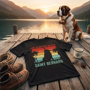 T-shirt La vie est meilleure avec Saint Bernard Retro Suns