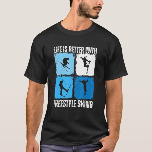 T-shirt La Vie Est Meilleure Avec Ski Libre Ski (Devant)