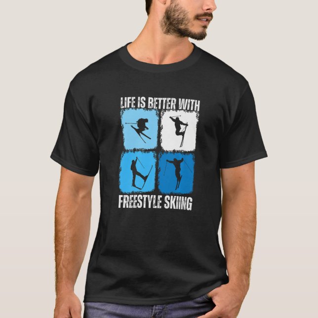 T-shirt La Vie Est Meilleure Avec Ski Libre Ski Premium (Devant)