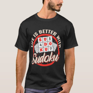 T-shirt La vie est meilleure avec Sudoku Crossword vintage