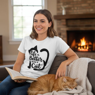 T-shirt La vie est meilleure avec un chat pour femmes