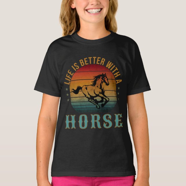 T-SHIRT LA VIE EST MEILLEURE AVEC UN CHEVAL (Devant)