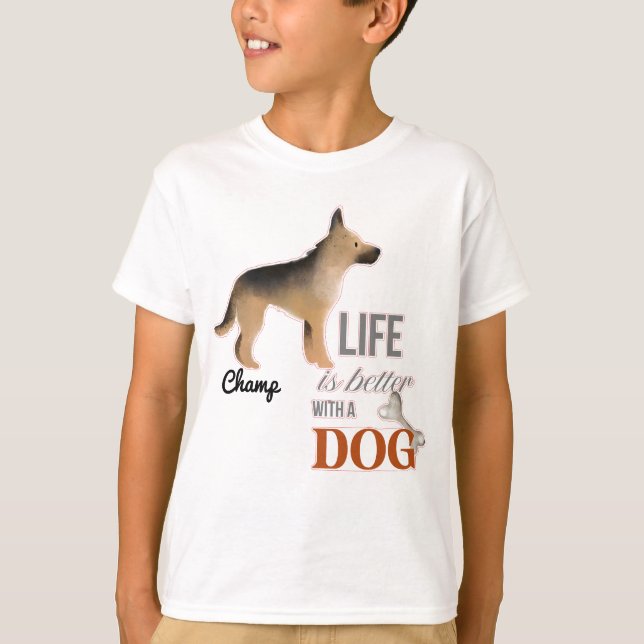 T-shirt "La vie est meilleure avec un chien" (Devant)