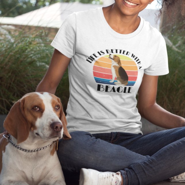 T-shirt La vie est meilleure avec un chien Beagle Retro Su (Créateur téléchargé)