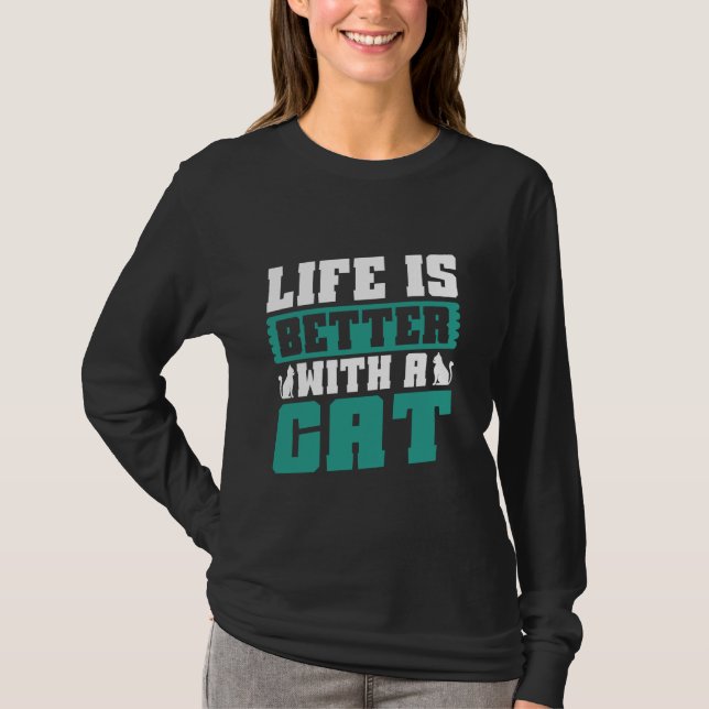 T-shirt La vie est meilleure avec un papa chat (Devant)