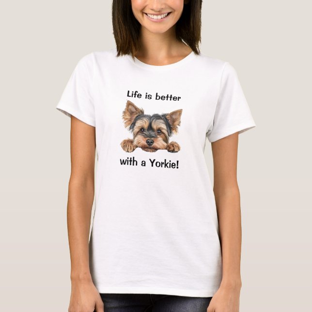 T-shirt La vie est meilleure avec un yorkie (Devant)
