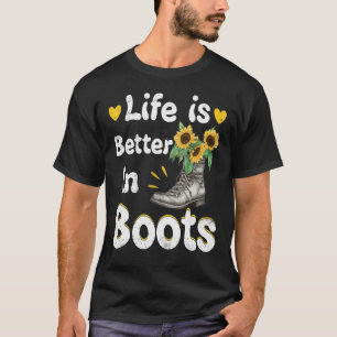 T-shirt La Vie Est Meilleure Dans Les Bottes Country Cowgi