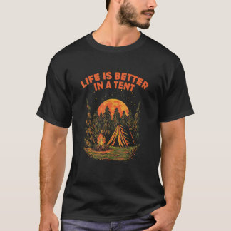 T-shirt La vie est meilleure dans une tente Camping Faune 