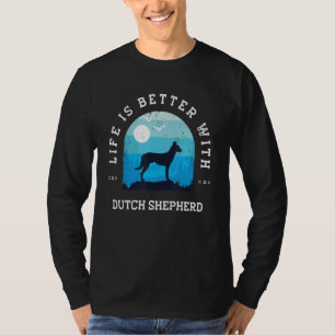 T-shirt La vie est meilleure Dutch Shepherd 2 Bleu Vintage
