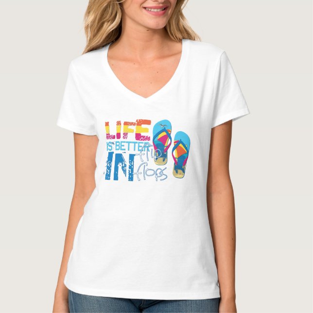 T-shirt La vie est meilleure en tongs (Devant)